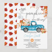 Little Pumpkin Blue Truck Fall Baby Dusche Einladung (Vorne/Hinten)