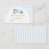 Little Pumpkin Blue Truck Gingham Wie viele Candie Begleitkarte (Vorne/Hinten)