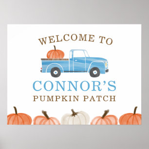 Little PUMPKIN Blue Truck Herbst Geburtstag Willko Poster