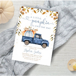 Little Pumpkin Blue Truck Herbstjungen Babydusche Einladung