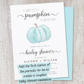Little Pumpkin Blue Watercolor Baby Boy Dusche Einladung