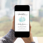 Little Pumpkin Blue Watercolor Baby Boy Dusche Einladung