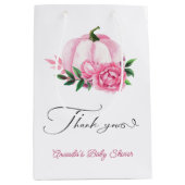 Little Pumpkin Blush Pink Rustic Baby Dusche Mittlere Geschenktüte (Vorderseite)