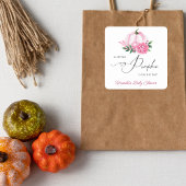 Little Pumpkin Blush Pink Rustic Baby Dusche Quadratischer Aufkleber
