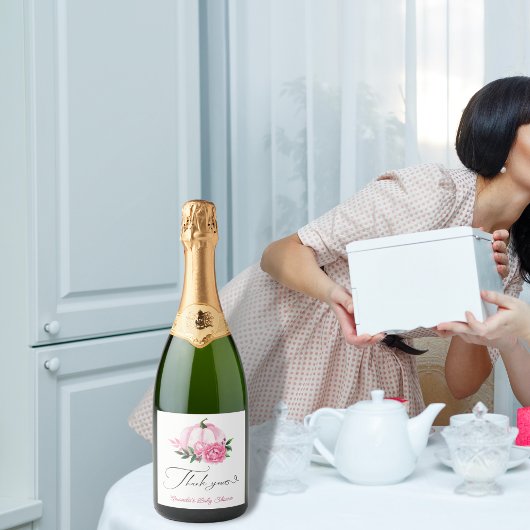 Little Pumpkin Blush Pink Rustic Baby Dusche Schaumweinetikett