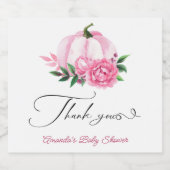 Little Pumpkin Blush Pink Rustic Baby Dusche Schaumweinetikett (Einzelnes Label)