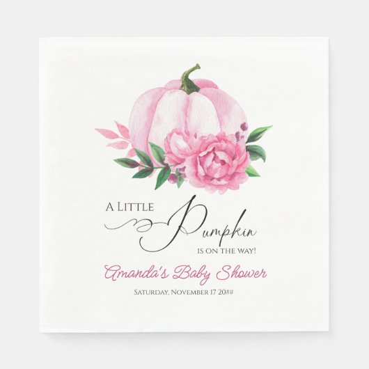 Little Pumpkin Blush Pink Rustic Baby Dusche Serviette (Vorderseite)