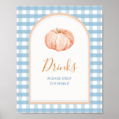 Little Pumpkin Boho Blue Gingham Drinks signieren Poster (Vorne)