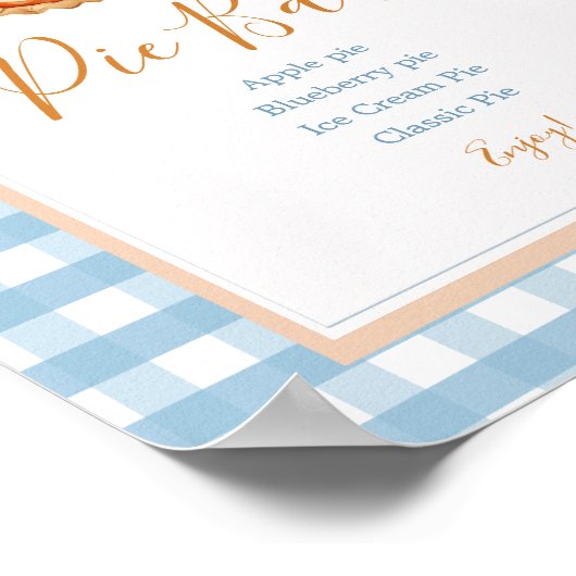 Little Pumpkin Boho Blue Gingham Pie Bar Poster (Ecke)