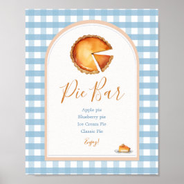 Little Pumpkin Boho Blue Gingham Pie Bar Poster