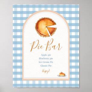 Little Pumpkin Boho Blue Gingham Pie Bar Poster