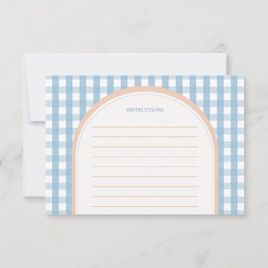 Little Pumpkin Boho Blue Gingham Recipe Card (Rückseite)
