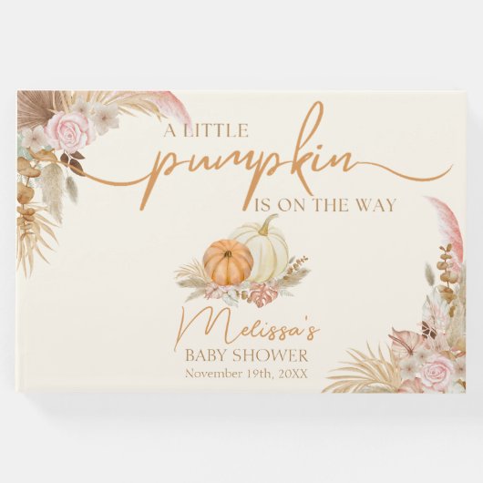 Little Pumpkin Boho Fall Floral Gästebuch (Vorderseite)