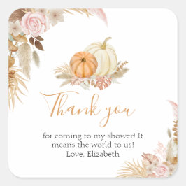 Little Pumpkin Boho Fall Floral Vielen Dank Quadratischer Aufkleber