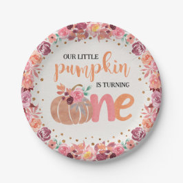 Little Pumpkin Boho Floral 1. Tageszeitung Plate Pappteller
