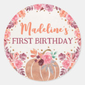 Little Pumpkin Boho Floral 1st Bday Sticker (Vorderseite)