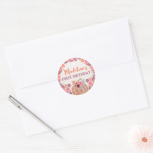 Little Pumpkin Boho Floral 1st Bday Sticker (Umschlag)