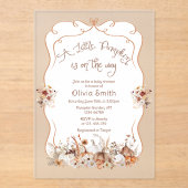Little Pumpkin Boho Floral Baby Shower Acryleinladungen (Vorderseite)