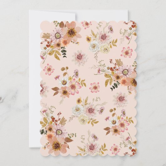 Little Pumpkin Boho Floral Baby Shower Einladung (Rückseite)