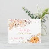 Little Pumpkin Boho Floral Dankeskarte (Stehend Vorderseite)