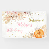 Little Pumpkin Boho Floral Geburtstag Banner (Horizontal)