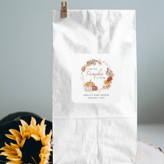 Little Pumpkin Boho Gender Neutral Baby Shower Quadratischer Aufkleber