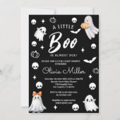 Little Pumpkin Boo – Halloween Baby Shower Einladung (Vorderseite)
