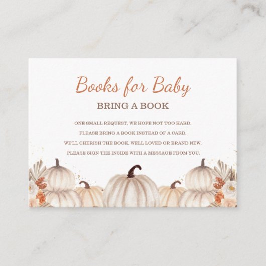 Little Pumpkin Books for Baby, Baby Shower  Begleitkarte (Vorderseite)