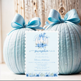Little Pumpkin Bow Blue Baby Dusche Einladung