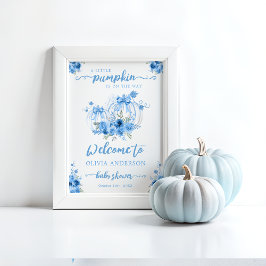 Little Pumpkin Bow Blue Baby Dusche Willkommen Poster