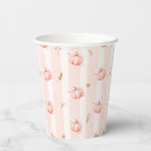 Little Pumpkin Bow Fall Floral Baby Shower  Pappbecher (Rückseite)