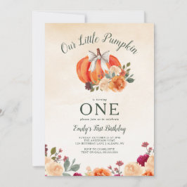 Little Pumpkin Bow Girls zum ersten Geburtstag Einladung