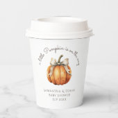 Little Pumpkin Bow Minimal Neutral Baby Dusche Pappbecher (Rückseite)