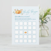 Little Pumpkin Boy Baby Shower Bingo Card Einladung (Stehend Vorderseite)