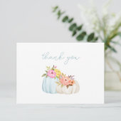 Little Pumpkin Boy Baby Shower Dankeskarte (Stehend Vorderseite)