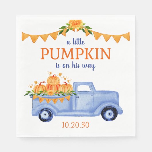 Little Pumpkin Boy Baby Shower Napkins Serviette (Vorderseite)