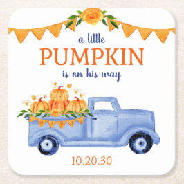 Little Pumpkin Boy Baby Shower Rechteckiger Pappuntersetzer