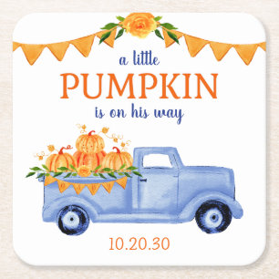 Little Pumpkin Boy Baby Shower Rechteckiger Pappuntersetzer