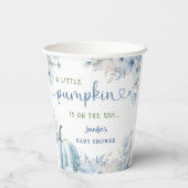 Little Pumpkin Boy Blue Fall Baby Shower Paper Pappbecher (Rückseite)