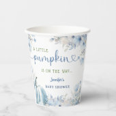 Little Pumpkin Boy Blue Fall Baby Shower Paper Pappbecher (Vorderseite)