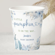 Little Pumpkin Boy Blue Fall Baby Shower Paper
