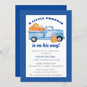 Little Pumpkin Boy Blue Truck Fall Baby Dusche Einladung