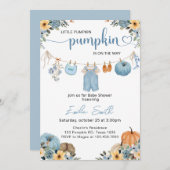 Little Pumpkin Boy Clothesline Baby Dusche Einladung (Vorne/Hinten)
