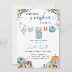 Little Pumpkin Boy Clothesline Baby Dusche Einladung