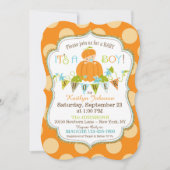 Little Pumpkin Boy Fall Baby Shower Einladungen (Vorderseite)