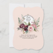 Little Pumpkin Burgundy Floral Rose Kinderdusche Einladung (Rückseite)