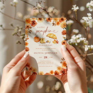 Little Pumpkin Burnt Orange Floral Baby Shower Inv Einladung