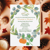 Little Pumpkin Couples Baby Shower Greenery Wreath Einladung