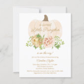 Little Pumpkin Cream Floral Baby Dusche Einladung (Vorderseite)
