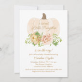 Little Pumpkin Cream Floral Baby Dusche Einladung (Vorderseite)
